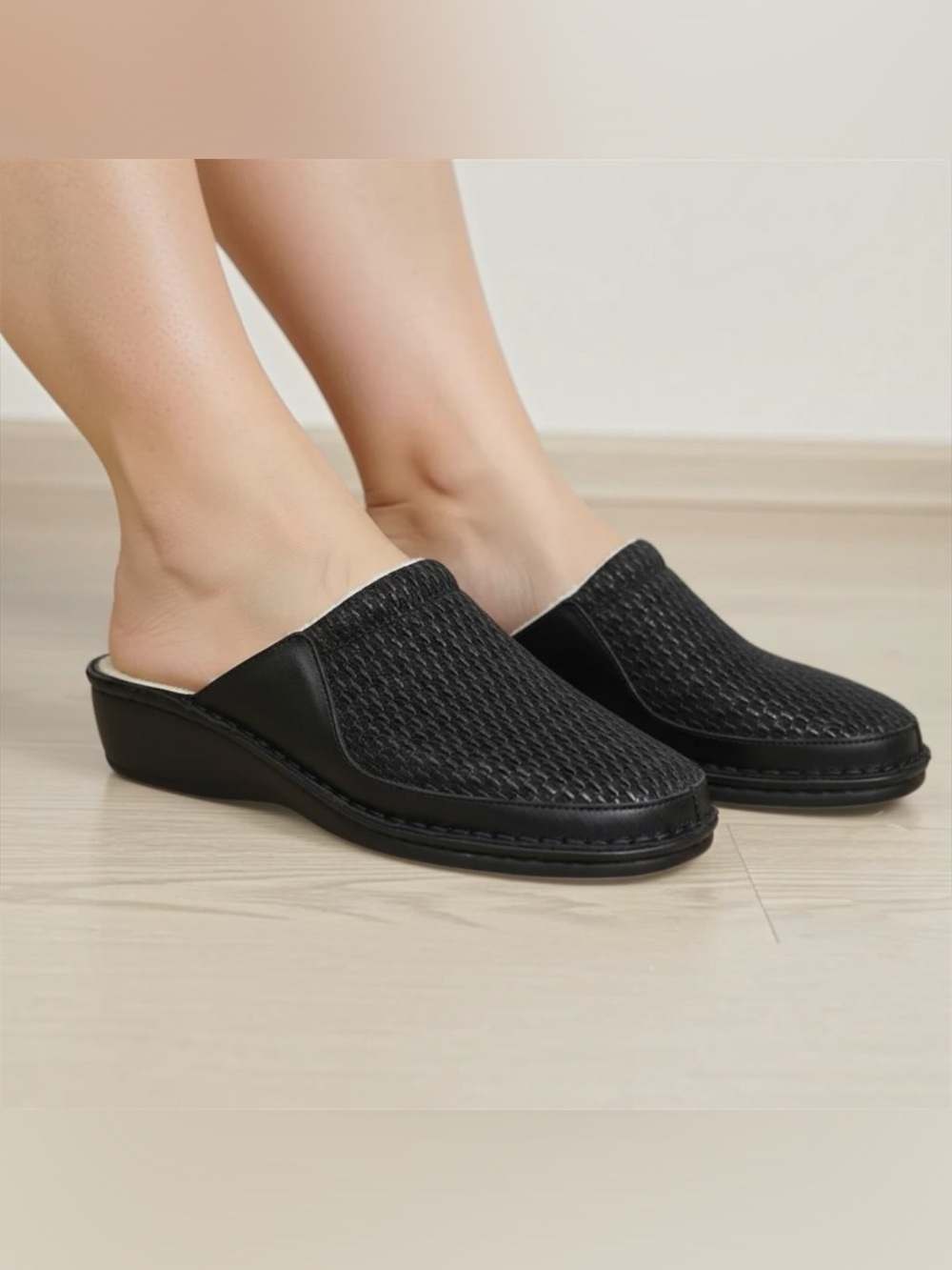 LA PLUME Flex Weave Stretch Fabric Slip-On Leather Clogs Made In Italy Sz 9